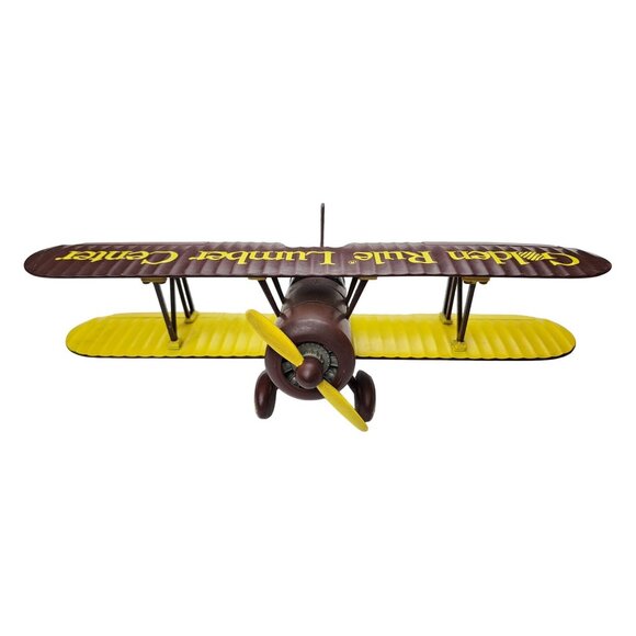 Vintage Stearman Bi-Wing Bank Die Cast Airplane Golden Rule Lumber Liberty Promo - Picture 4 of 11